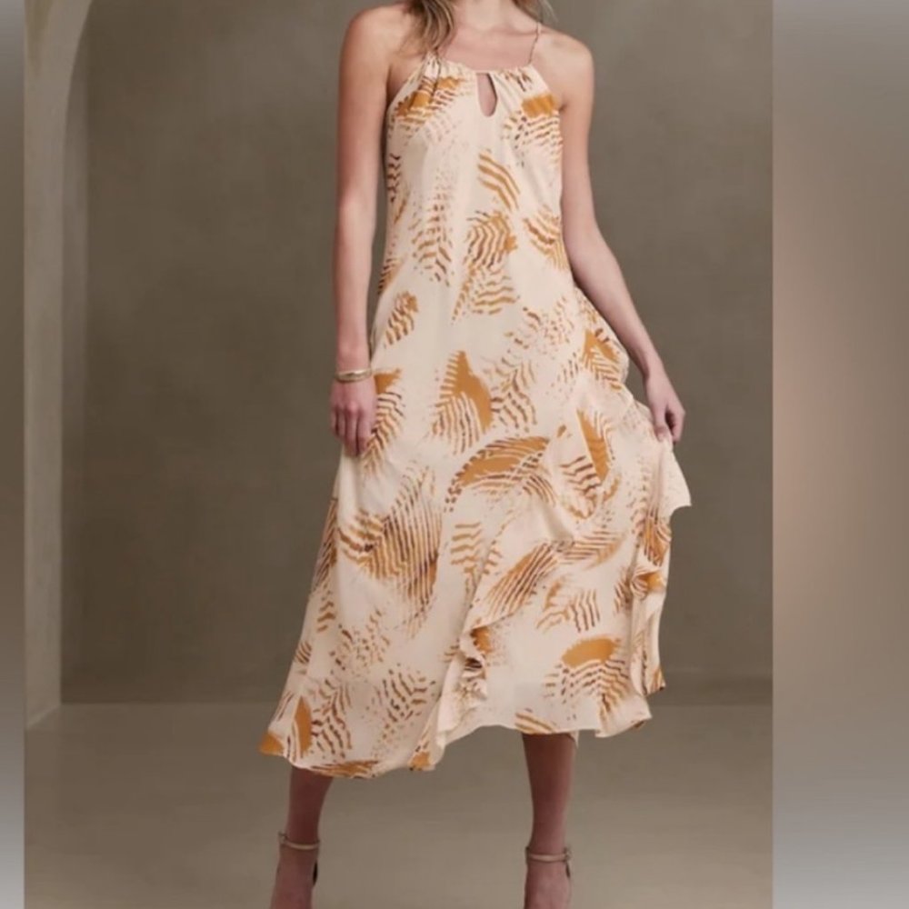 Banana Republic Gold Printed Dress